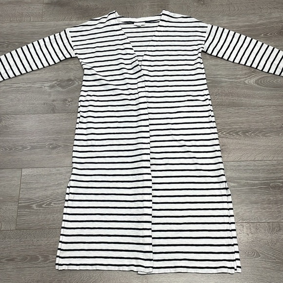 J. Jill Striped Open Front Long Duster Cardigan Sweater S Petite - Picture 9 of 16